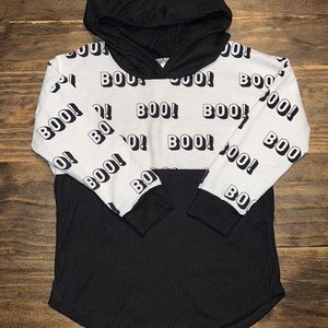 Handmade BOO Hoodie | Black Ribbed Material | Toddler Hoodie